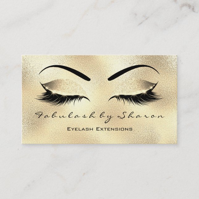 Tarjeta De Visita Makeup Eyebrow Lazas Purpurina Diamond Gold Glass (Anverso)