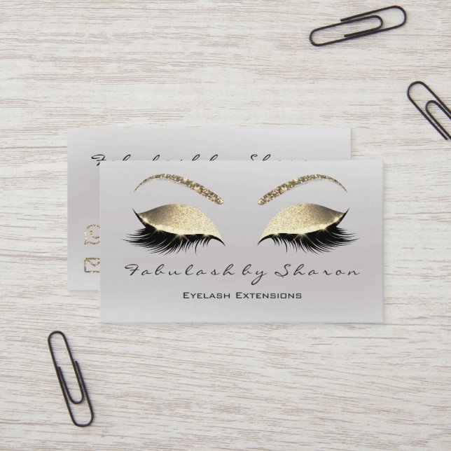 Tarjeta De Visita Makeup Eyebrow Lazas Purpurina Diamond Gray Luxury (Anverso/Reverso In Situ)