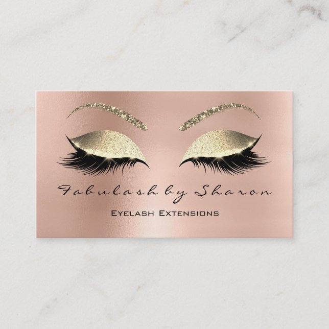 Tarjeta De Visita Makeup Eyebrow Lazas Purpurina Diamond Pink Luxury (Anverso)
