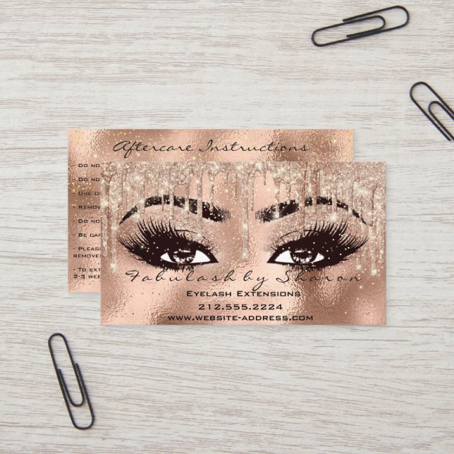 Tarjeta De Visita Makeup Eyebrow Lazas Purpurina Drin Afcare (Anverso/Reverso In Situ)