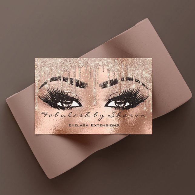 Tarjeta De Visita Makeup Eyebrow Lazas Purpurina Drin Código Qr (Makeup Eyebrow Lashes Glitter Drip Qr Code Business Card)