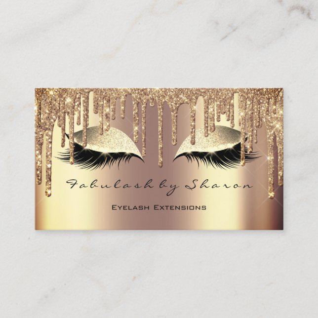Tarjeta De Visita Makeup Eyebrow Lazas Purpurina Drin Sepia Gold (Anverso)