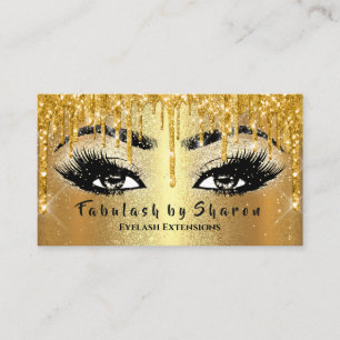 Tarjeta De Visita Makeup Eyebrow Lazas Purpurina Drin VIP Gold