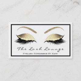 Tarjeta De Visita Makeup Eyebrow Lazas Purpurina Oro Blanco2