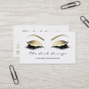 Tarjeta De Visita Makeup Eyebrow Lazas Purpurina Oro Blanco Negro