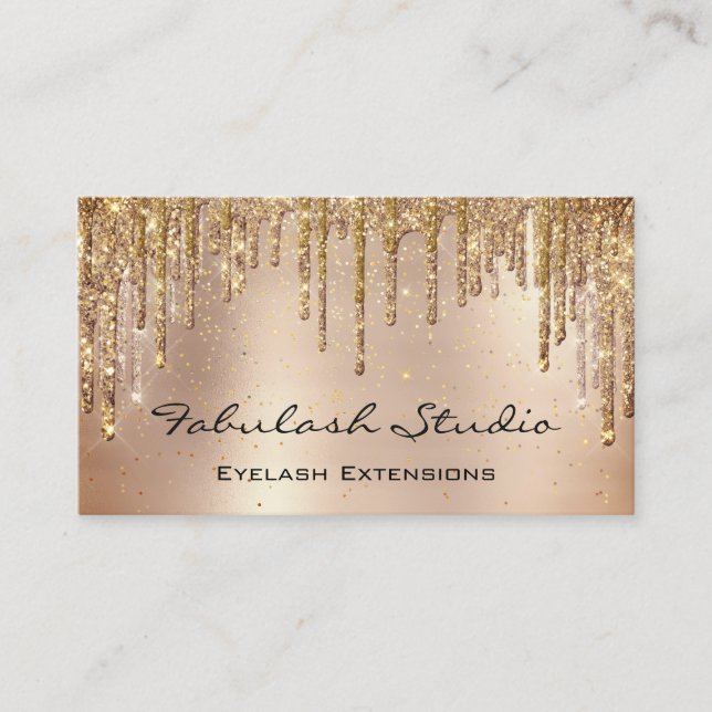 Tarjeta De Visita Makeup Eyebrow Lazas Purpurinas Dris Chispa de Oro (Anverso)