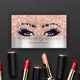Tarjeta De Visita Makeup Eyebrow Lazas Purpurinas Dris Gray Estetica