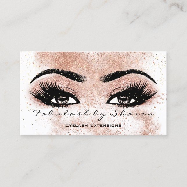 Tarjeta De Visita Makeup Eyebrow Lazas Purpurinas Ojos Chispa Esteti (Anverso)