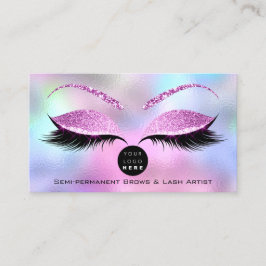 Tarjeta De Visita Makeup Eyebrow Nombre Lash Purpurina Rosado Logoti