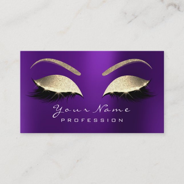 Tarjeta De Visita Makeup Eyebrow Oyes Lazas Purpurina Lavender Purpl (Anverso)