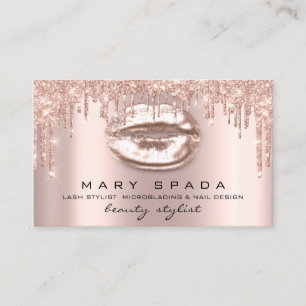 Tarjeta De Visita Makeup Eyebrows azota a Rosa de gotas de oro besos