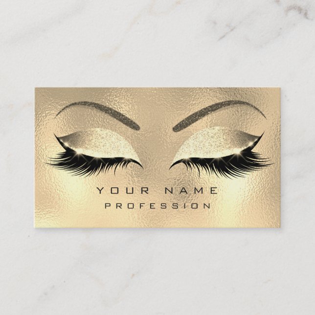 Tarjeta De Visita Makeup Eyebrows azota Purpurina Diamond Gold Sepia (Anverso)