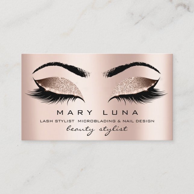 Tarjeta De Visita Makeup Eyebrows azota Rosa Oro Rosa Rubor (Anverso)