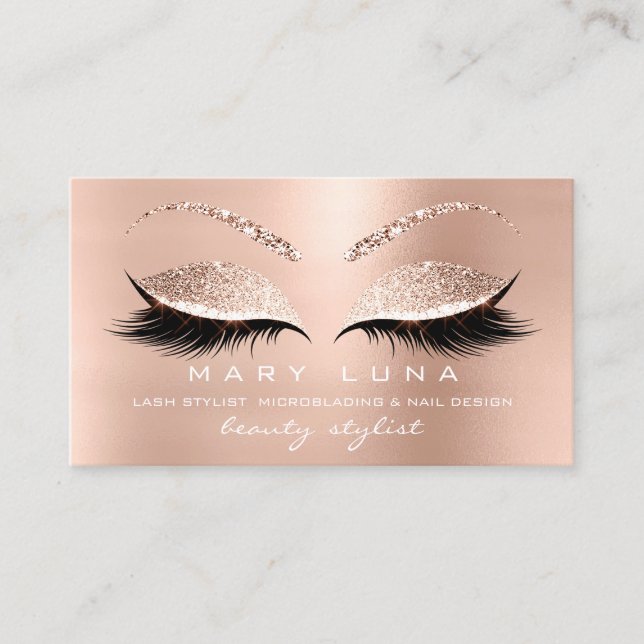 Tarjeta De Visita Makeup Eyebrows azota social rosa blanco Rosa (Anverso)