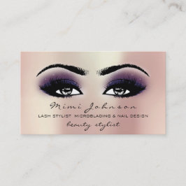 Tarjeta De Visita Makeup Eyebrows Azota Violeta Estético Rosa