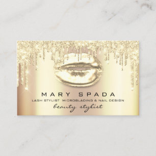 Tarjeta De Visita Makeup Eyebrows Lanza de oro Kiss labios