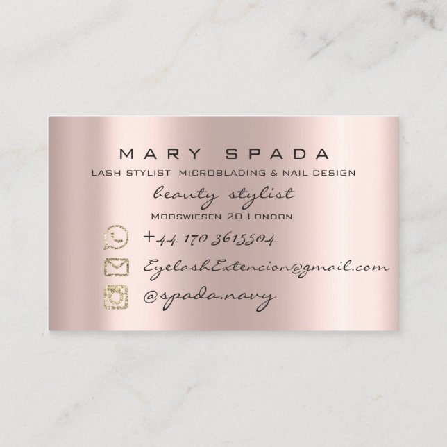 Tarjeta De Visita Makeup Eyebrows Lanza Rosa Ligeros sociales (Reverso)