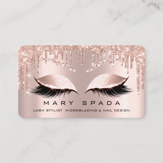 Tarjeta De Visita Makeup Eyebrows Lash Browns Rosa Chispa Social (Anverso)