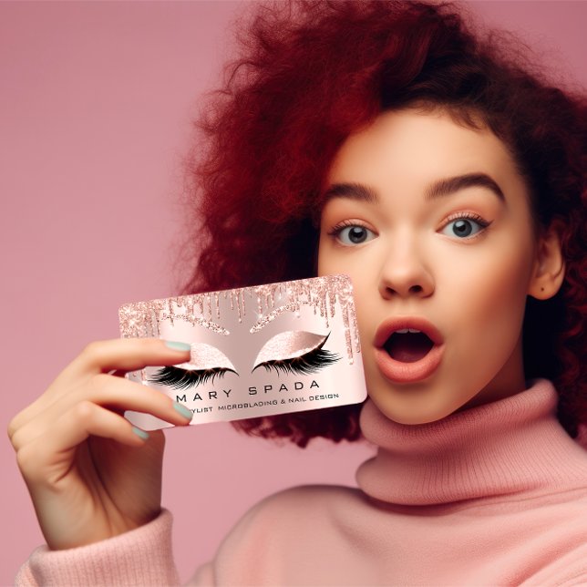 Tarjeta De Visita Makeup Eyebrows Lash Browns Rosa Chispa Social (Makeup Eyebrows Lashes Browns Rose Spark Social Business Card)