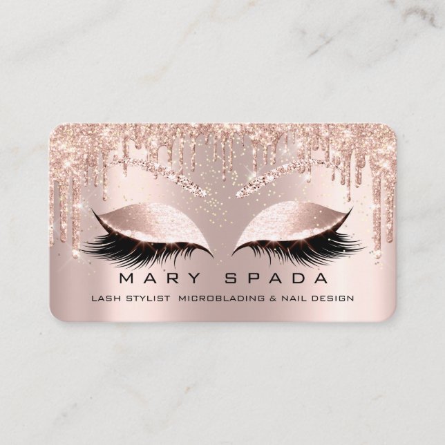Tarjeta De Visita Makeup Eyebrows Lash Browns Rosa Chispa Social (Anverso)
