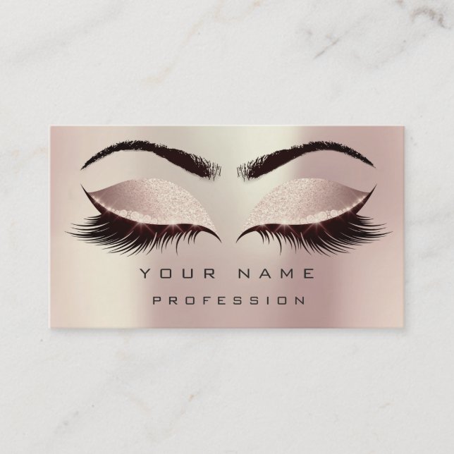Tarjeta De Visita Makeup Eyebrows Lashes Extension Purpurina de Rubo (Anverso)