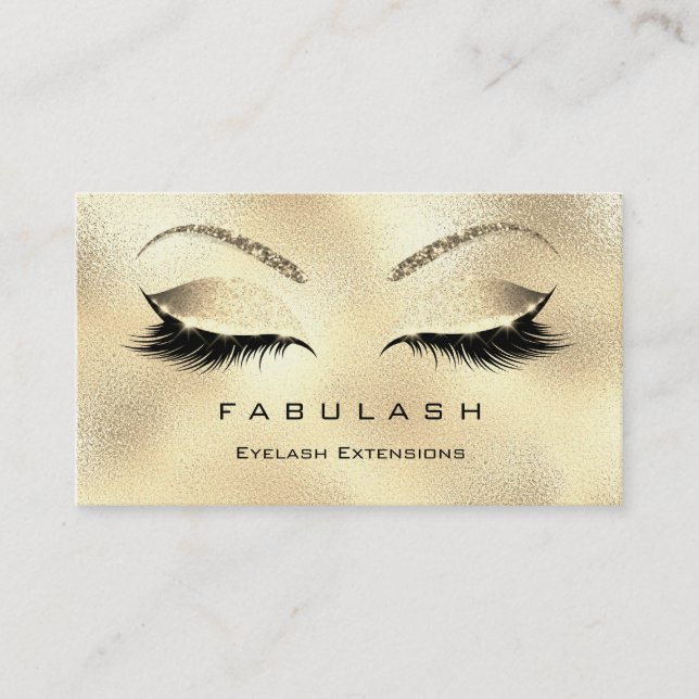 Tarjeta De Visita Makeup Eyebrows Lashes Purpurina Glass VIP Gold Lo (Anverso)
