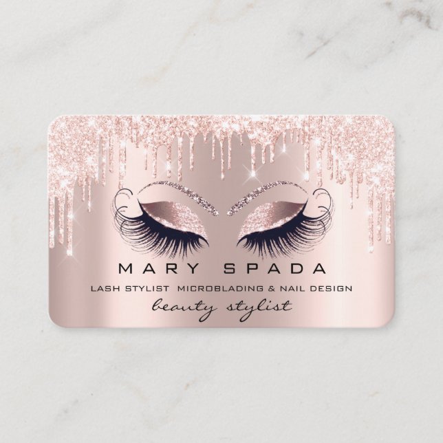 Tarjeta De Visita Makeup Eyebrows Lashes Rosa Brown Eye VIP (Anverso)