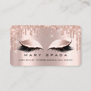 Tarjeta De Visita Makeup Eyebrows Lashes Rosa Rosado Spark Lux