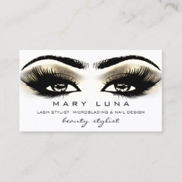 Tarjeta De Visita Makeup Eyebrows Lazas Ojos metálicos de oro blanco