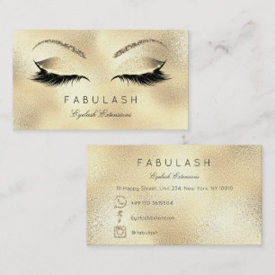 Tarjeta De Visita Makeup Eyebrows Lazas Purpurina Beauty Gold VIP