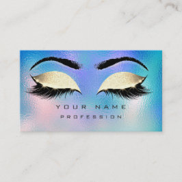 Tarjeta De Visita Makeup Eyebrows Lazas Purpurina Blue Aqua OceanGol