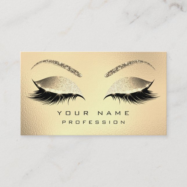 Tarjeta De Visita Makeup Eyebrows Lazas Purpurina Diamond Gold Glam1 (Anverso)