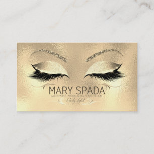 Tarjeta De Visita Makeup Eyebrows Lazas Purpurina Diamond Gold Nombr