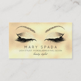 Tarjeta De Visita Makeup Eyebrows Lazas Purpurina Glass Gold Persona