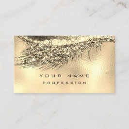 Tarjeta De Visita Makeup Eyebrows Lazas Purpurina Metálico Glam Gold