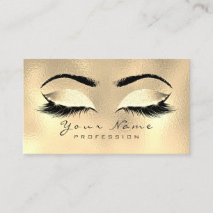 Tarjeta De Visita Makeup Eyebrows Lazas Purpurina Metálico Lux Gold
