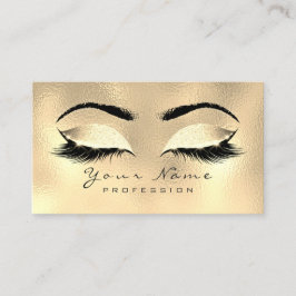 Tarjeta De Visita Makeup Eyebrows Lazas Purpurina Metálico Lux Gold