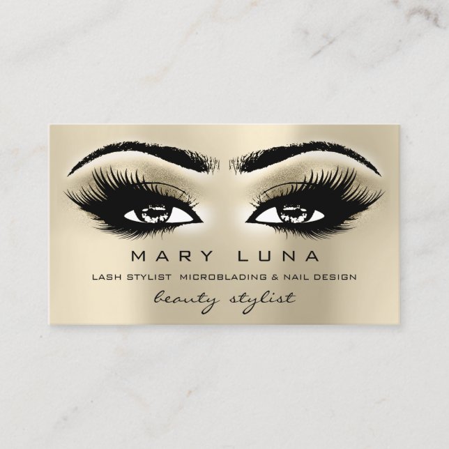 Tarjeta De Visita Makeup Eyebrows Lazas Purpurina Metálicos Ojos (Anverso)