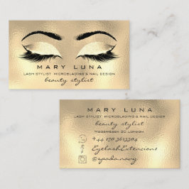 Tarjeta De Visita Makeup Eyebrows Lazas SPA WELLNESS Gold Glass