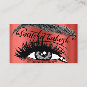 Tarjeta De Visita Makeup Eyelash Brows Microblando Código QR Rojo