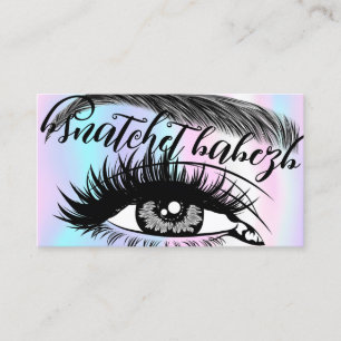 Tarjeta De Visita Makeup Eyelash Brows QRCode Logotipo Luz Holográfi