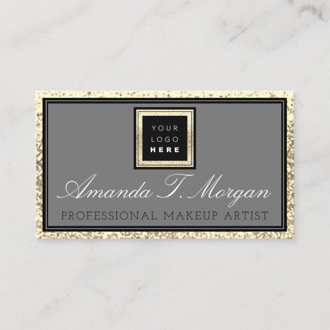 Tarjeta De Visita Makeup Eyelash Event Planner Logo Gold Elegant (Anverso)