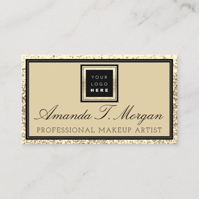 Tarjeta De Visita Makeup Eyelash Event Planner Logo Gold Modern (Anverso)