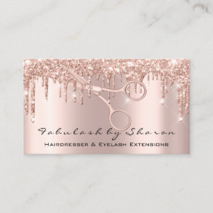 Tarjeta De Visita Makeup Eyelash Peluquería Tijeras Rosas Dris