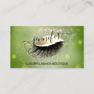 Tarjeta De Visita Makeup Eyelash QR Code Logo Purpurina Gold Woodlan