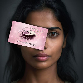 Tarjeta De Visita Makeup Eyelash QR Code Purpurina logotipo Rosa Gla