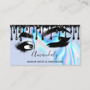 Tarjeta De Visita Makeup Eyelashes Correa QRCODE Logo Perforaciones 