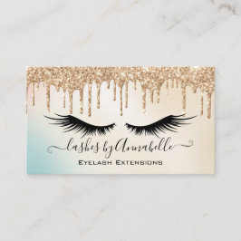 Tarjeta De Visita Makeup EyeLashes Sparkle Gold Purpurina Drin