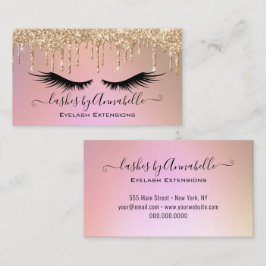 Tarjeta De Visita Makeup EyeLashes Sparkle Purpurina de oro Drin Bus