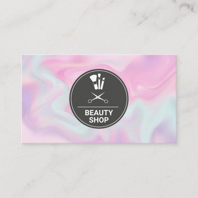 Tarjeta De Visita Makeup Hair Kit | Líquido gradiente pastoral (Anverso)
